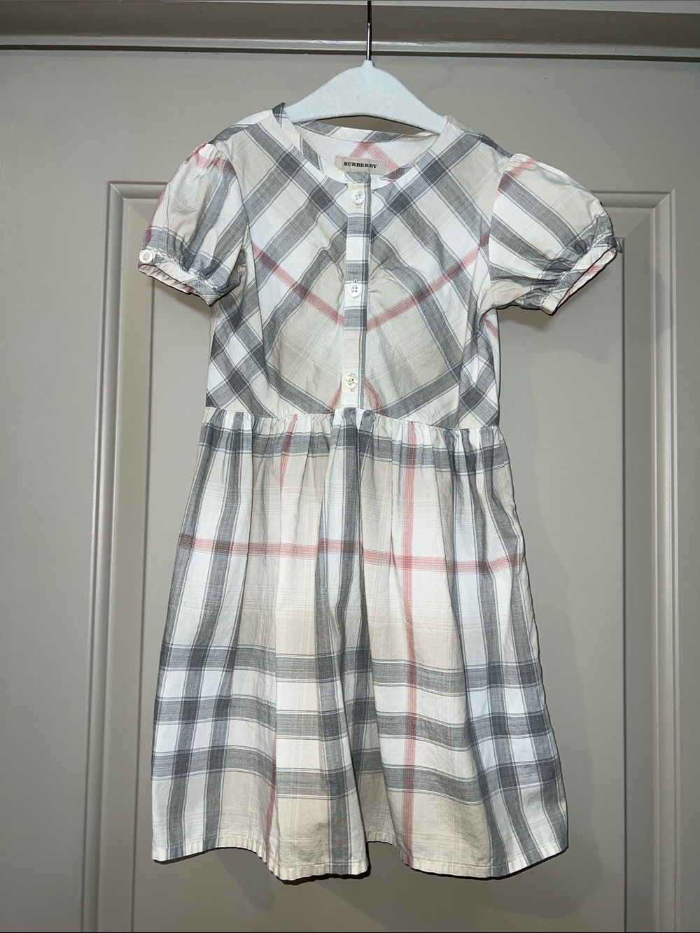 Burberry Girls Plaid Button-Front Dress Size 6